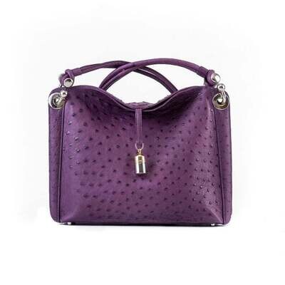 Lorenzi Ostrich Skin Ladies Handbag 9487