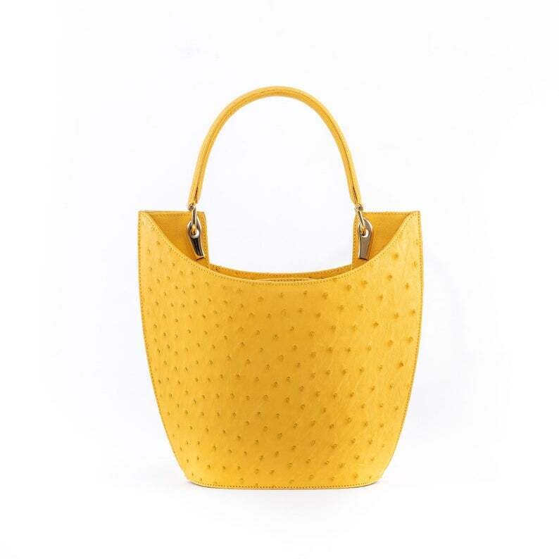 Lorenzi Genuine Ostrich Skin Handbag 9941