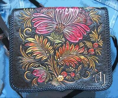 Petrykivka Tooled Ladies Bag Leather Purse