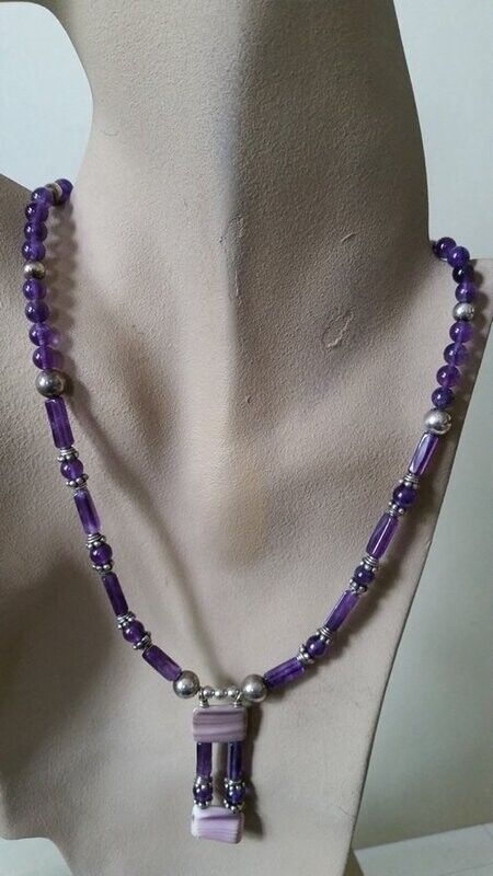 Amethyst and Sterling Silver Necklace