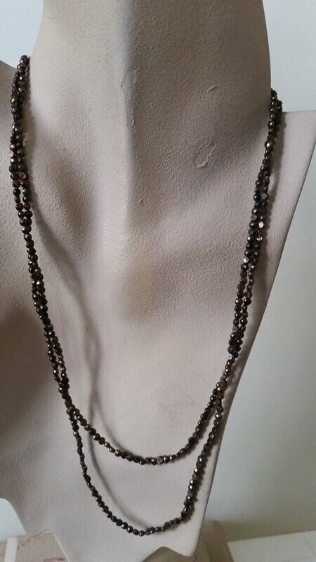 Double Strand Gold Iris Faceted Seed Bead Necklace