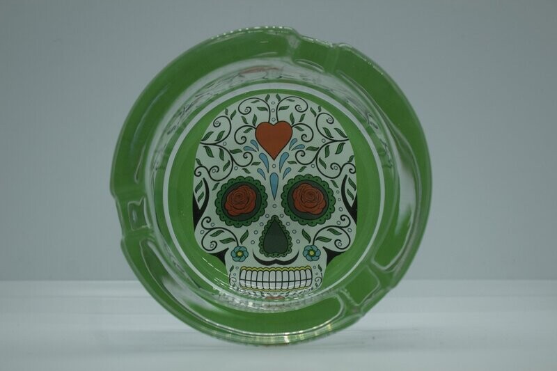 Ceniceros de cristal redondos dibujo calavera