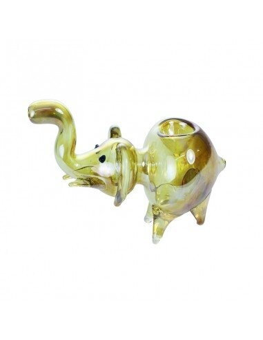 Pipa De Cristal Elefante Dorado 12 CM