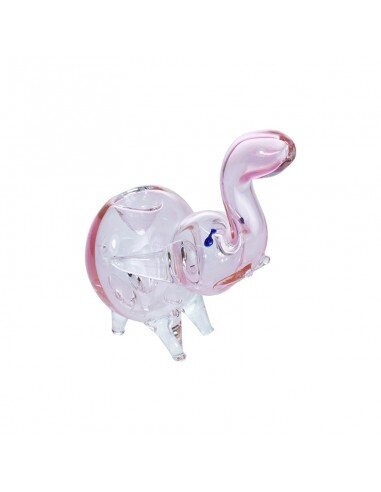Pipa De Cristal Elefante Rosa 14 CM