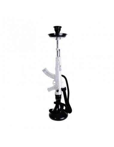 Shisha Narcos AK 47 Color Plata Con Brillantes 84 CM