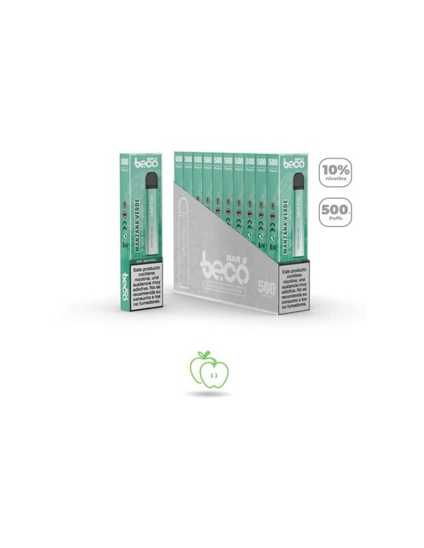 Pods Desechables Beco 500´s Puff 20MG De Nicotina (Manzana Verde)