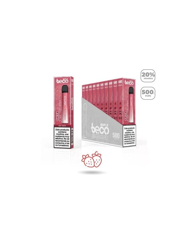 Pods Desechables Beco 500´s Puff 20MG De Nicotina (Fresa)