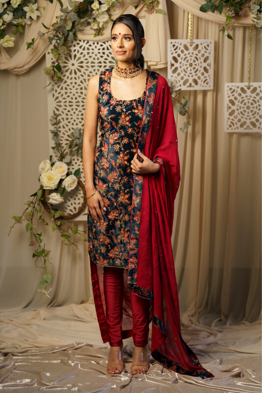 Winter Wildflower Pyjami Suit - Wine