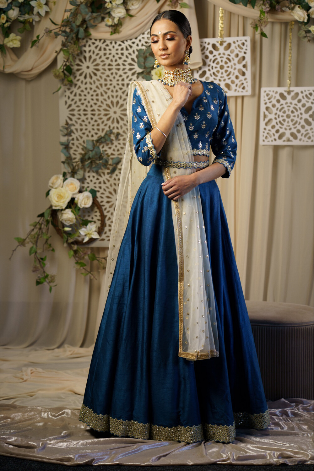 Orleena Lehenga - Dark Denim