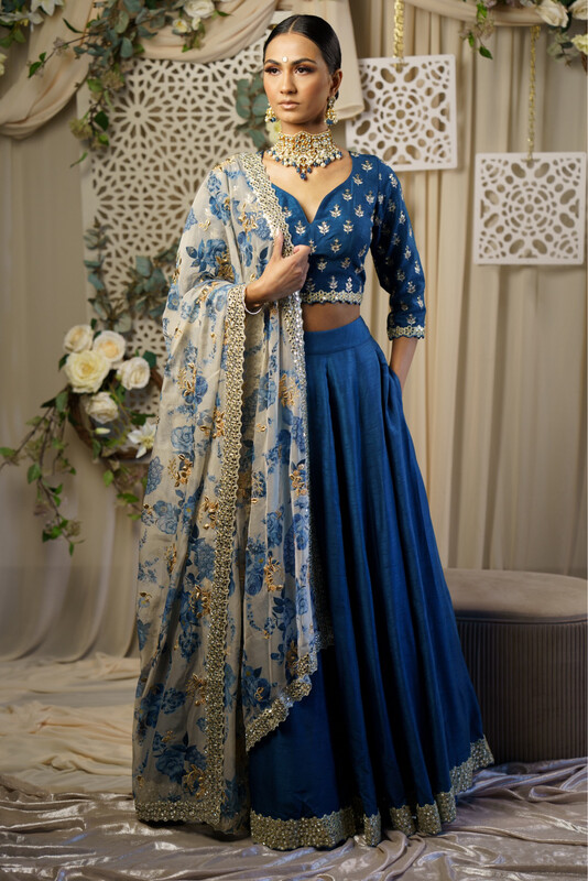 Orleena Lehenga - Dark Denim
