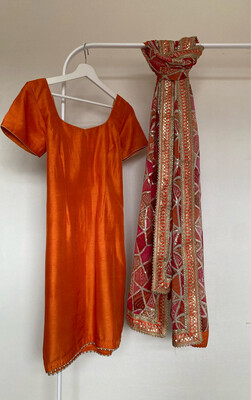 Raw &amp; Simple Pant Suit - Orange 1/2 Sleeve
