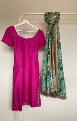 Raw &amp; Simple Pant Suit - Hot Pink 1/2 Sleeve