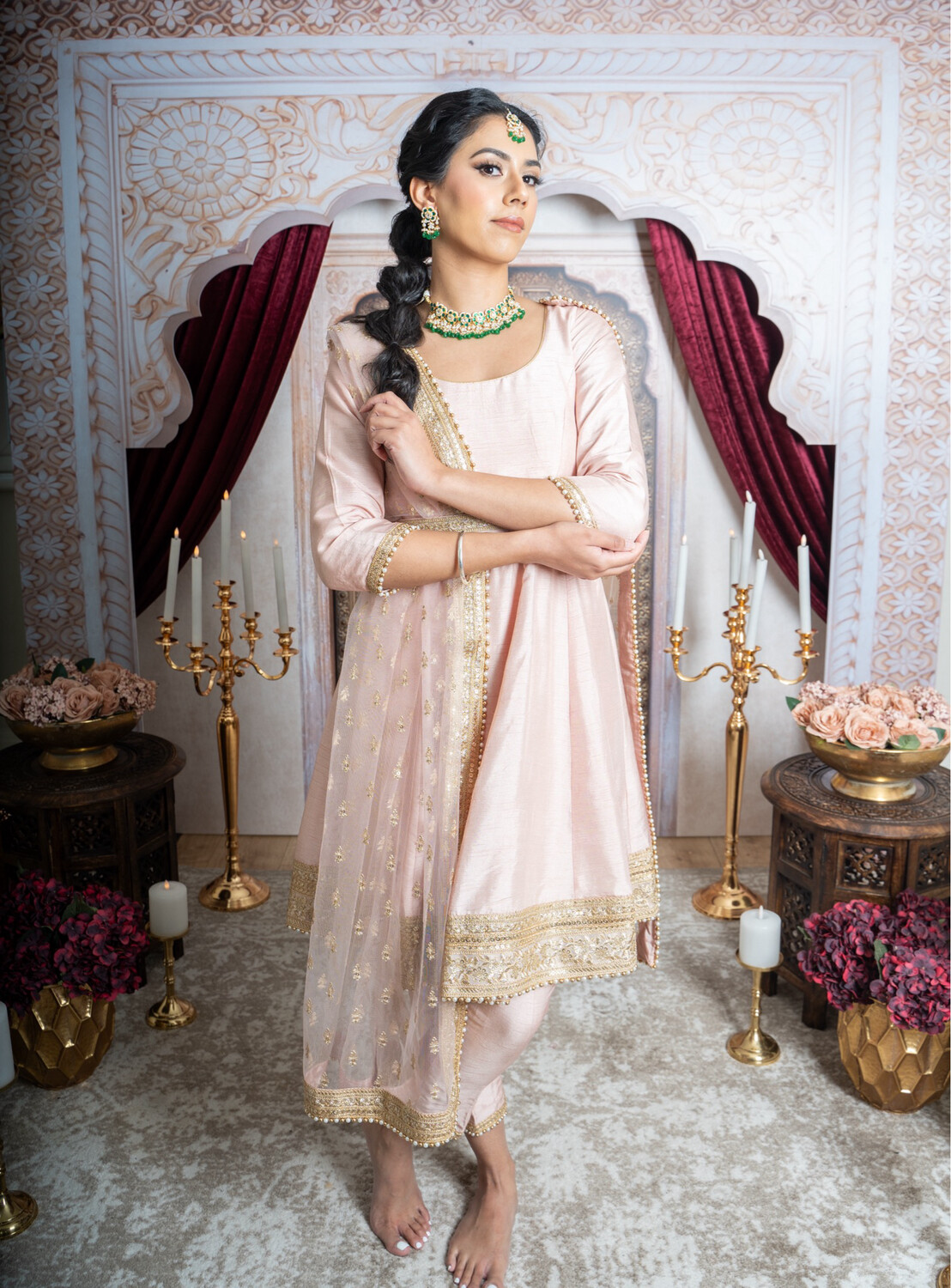 Regal Raw Anarkali - Ice Pink