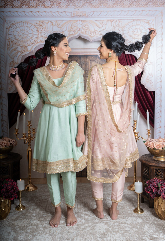 Regal Raw Anarkali - Ice Pink