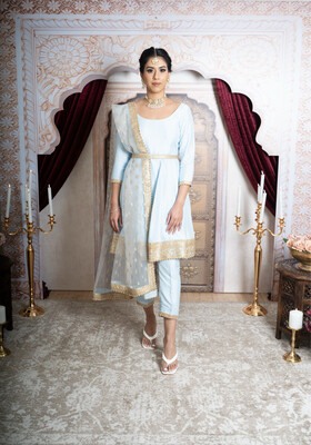 Regal Raw Anarkali - Frost