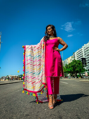Raw &amp; Simple Pant Suit - Hot Pink Cami