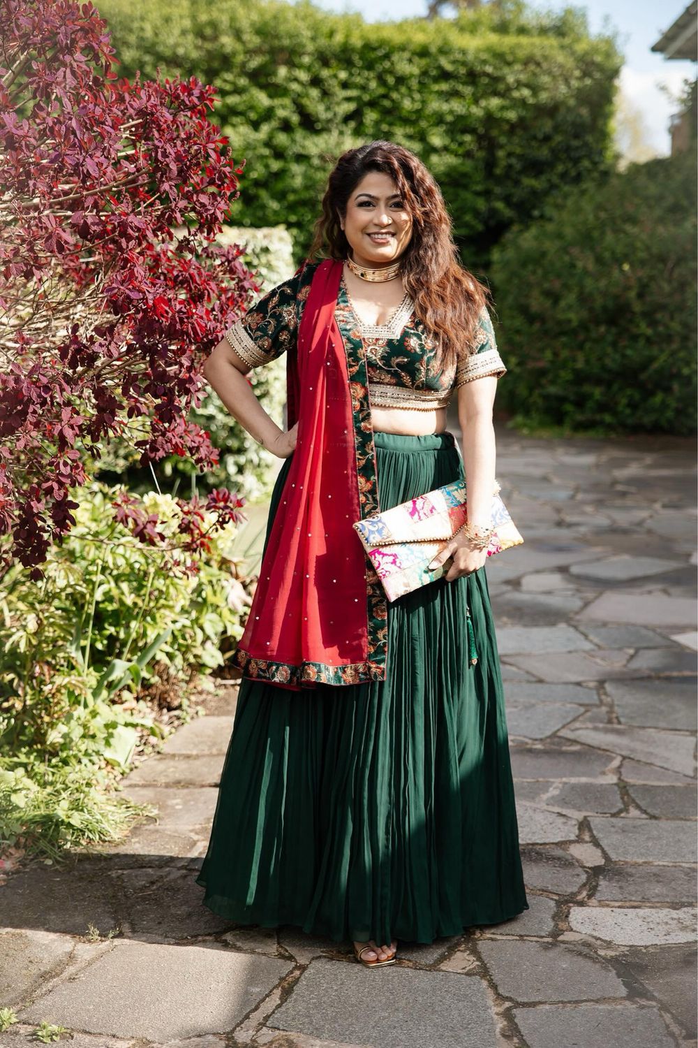 Winter Wildflower Lehenga - Green
