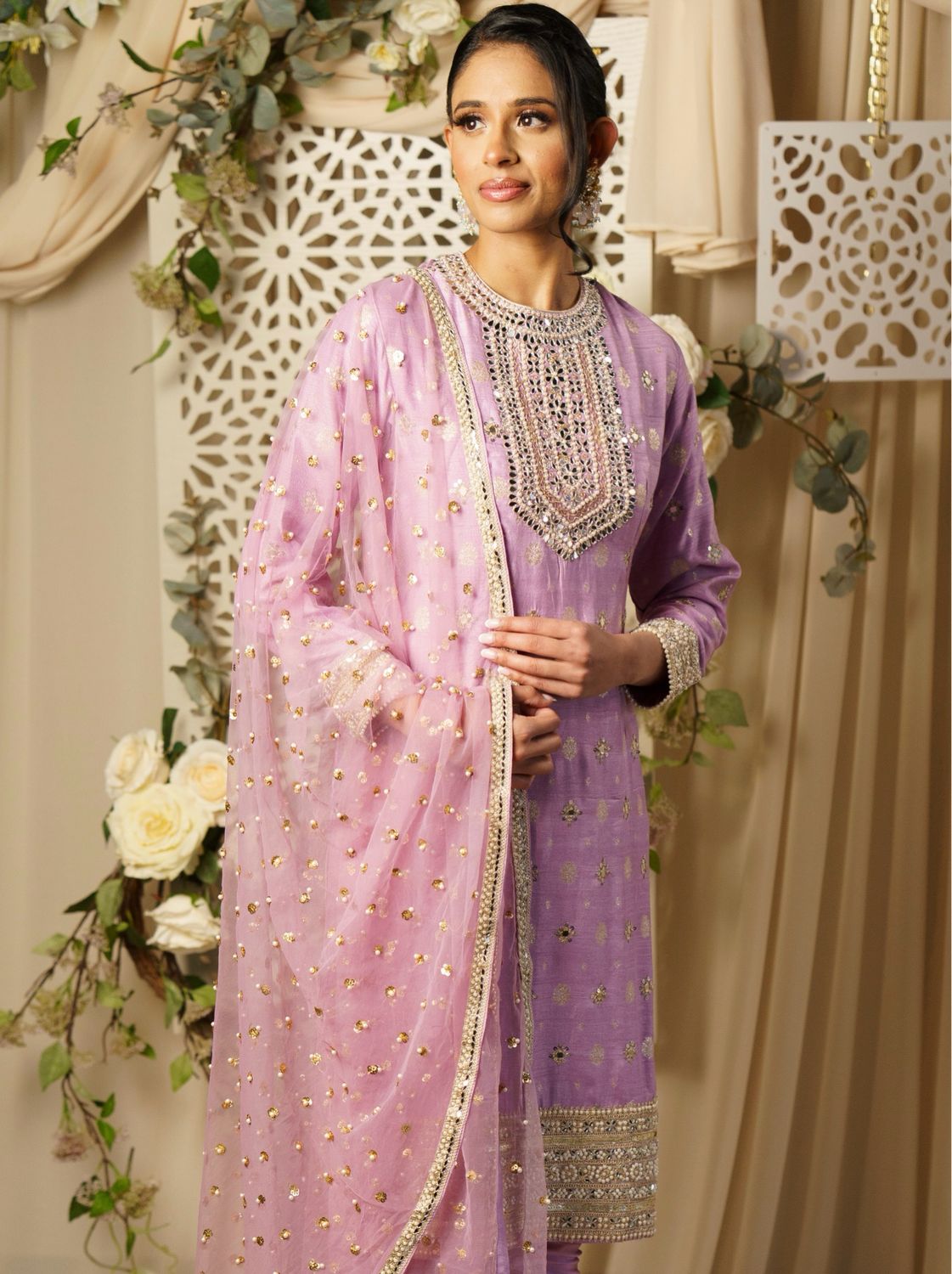 Jasmine Sharara Suit - Mauve