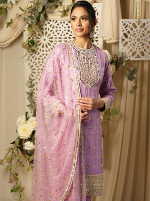 Jasmine Sharara Suit - Mauve Jasmine Sharara Suit - Mauve