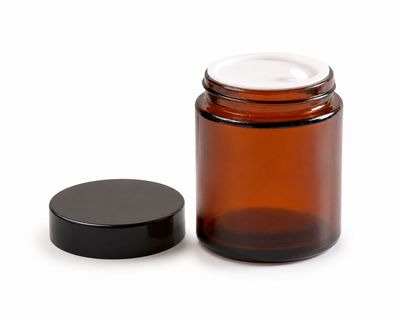 100g Amber Glass Jar Complete with Black Lid &amp; Protective Inner Shive
