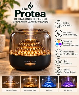 Diffuser - The Protea Diffuser 200ml | Tri-Color | Ultrasonic