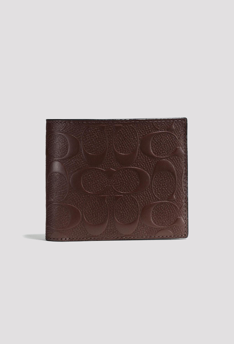Coach Compact Id Wallet In Signature Leather