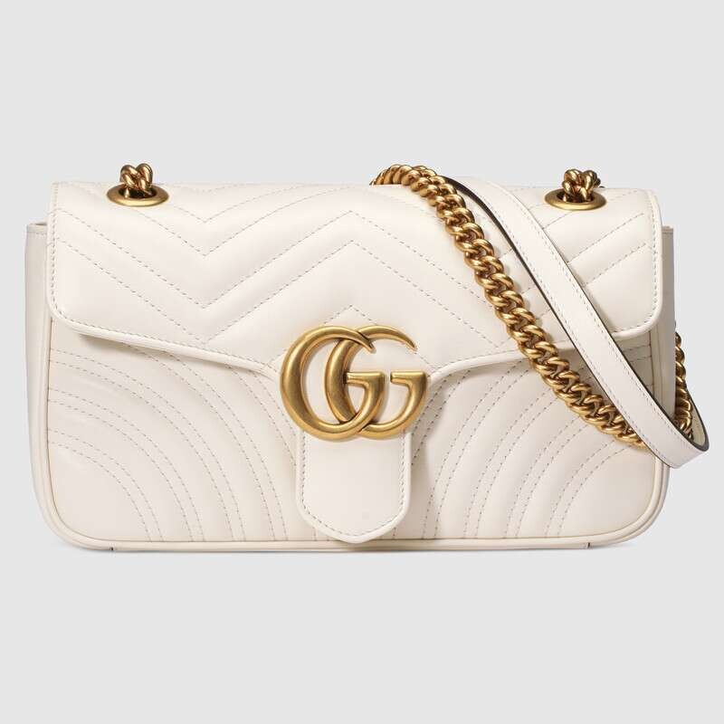 Designer Gg White Marmont Shoulder Bag