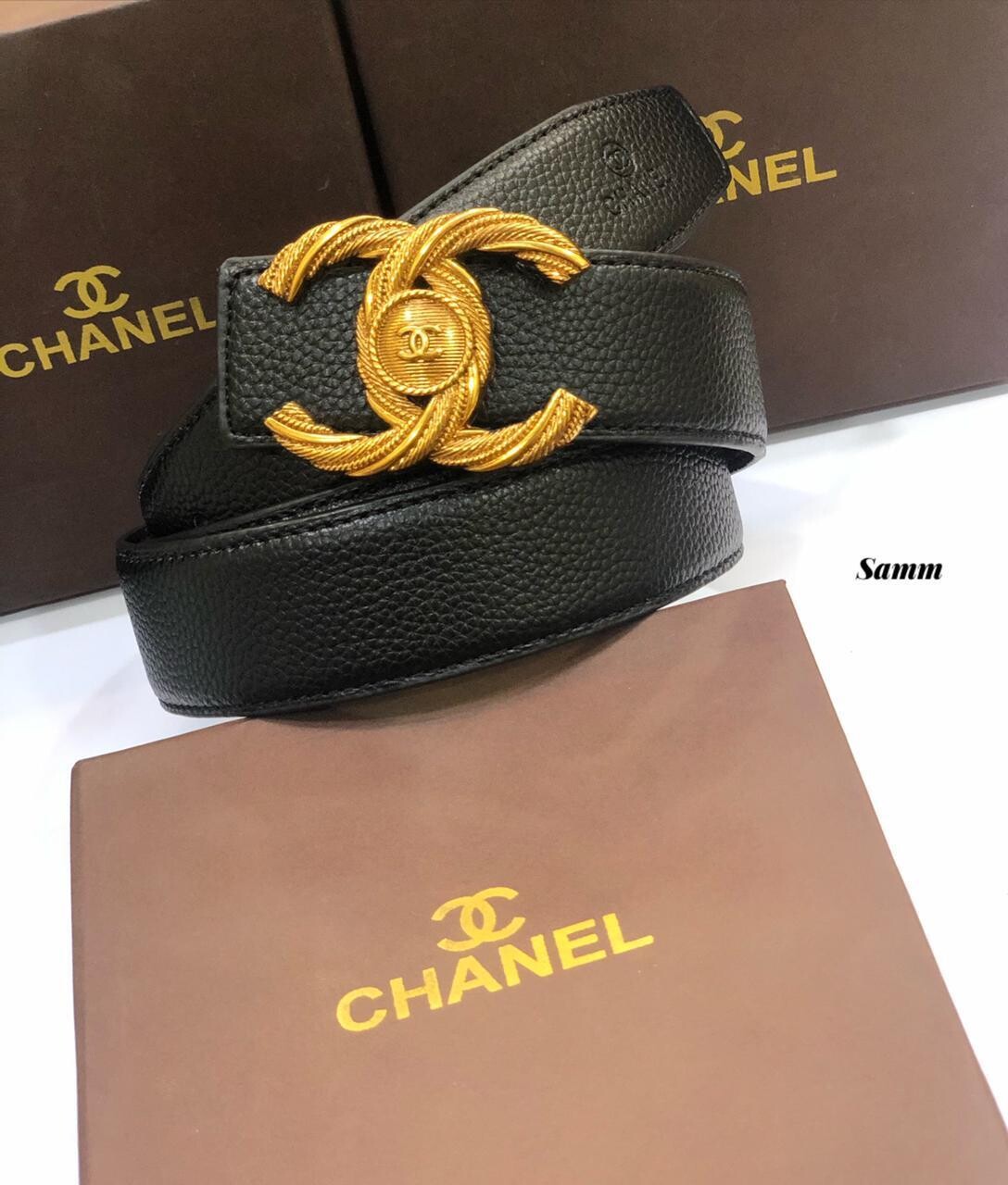 Luxury Chnel Gold Buckle Belt