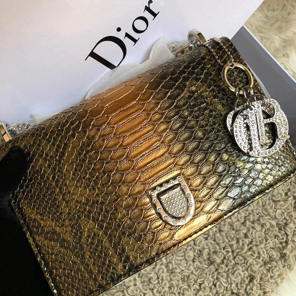 Dior Snake skin texture Copper color Sling bag