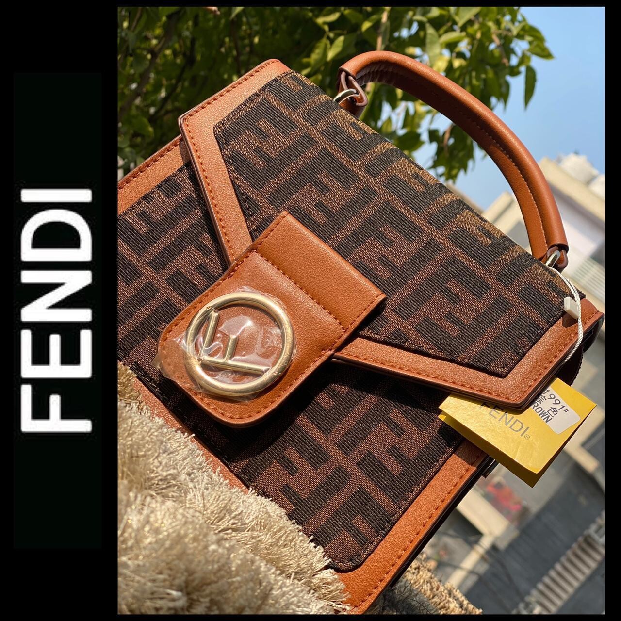 FENDI Stachels Brown Sling Bag