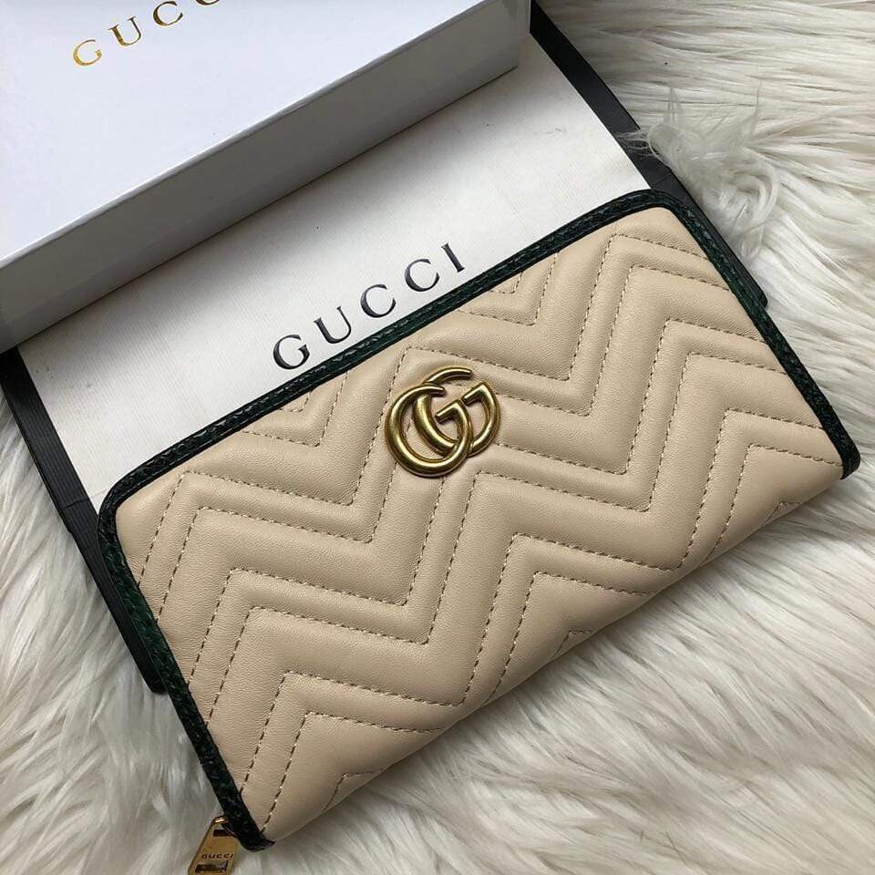 Gucci Green Border Khaki Wallet