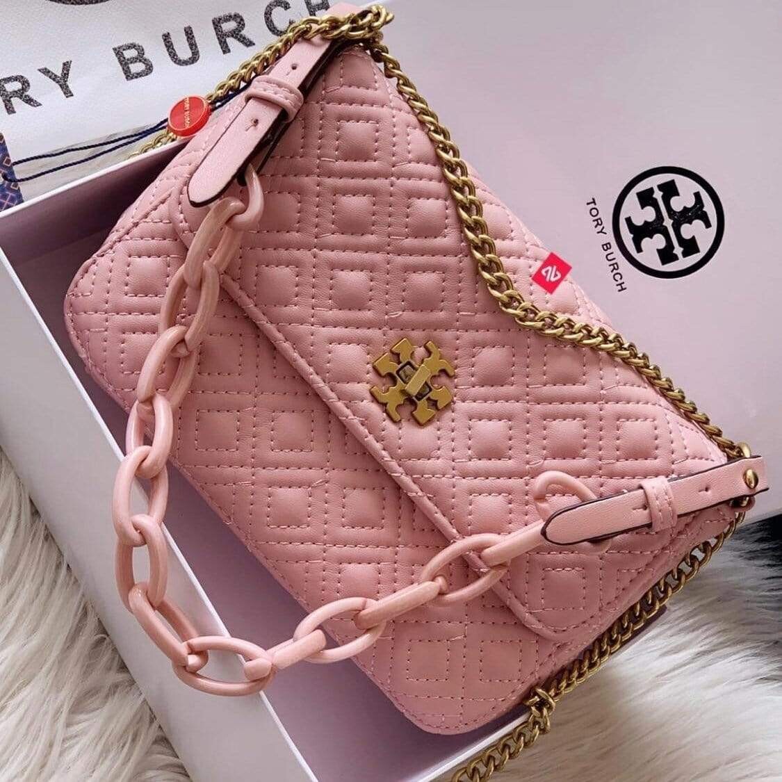 Tory Burch Quilted Pink Sling Bag
