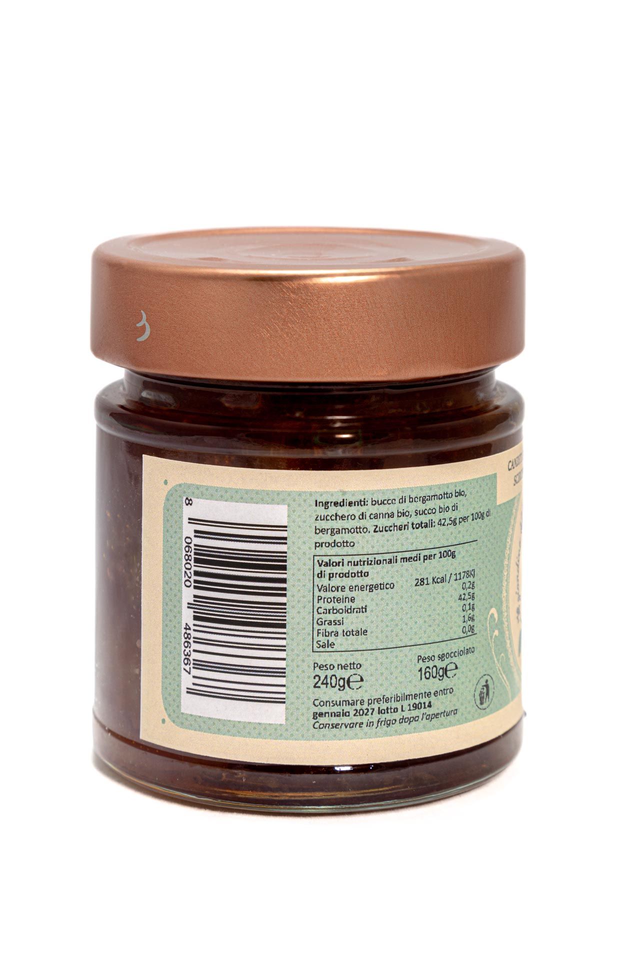 Bucce candite bio di bergamotto in sciroppo di bergamotto