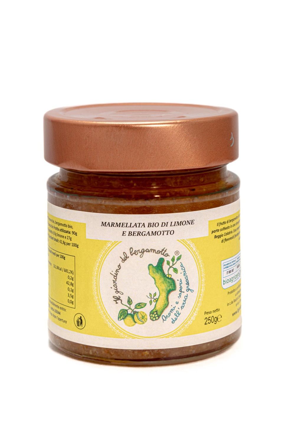 Marmellata bio di  limone e bergamotto