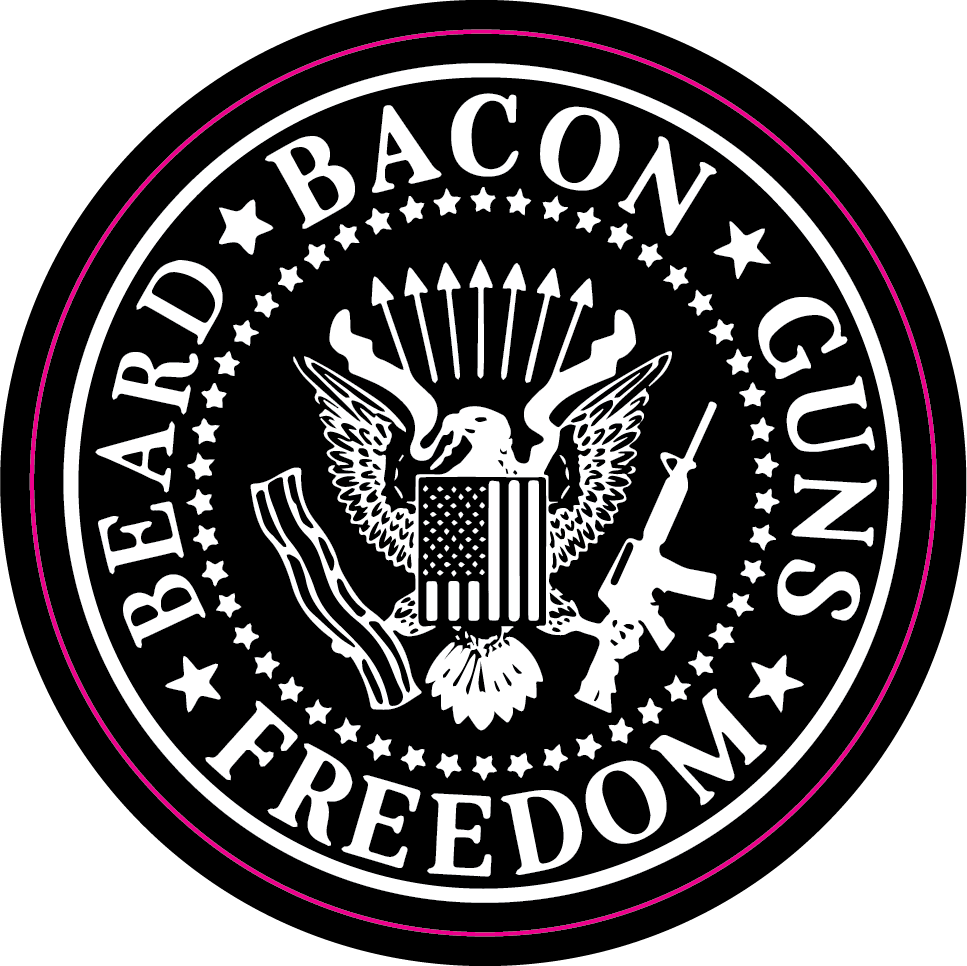 Beard, Bacon, Guns,  Sticker