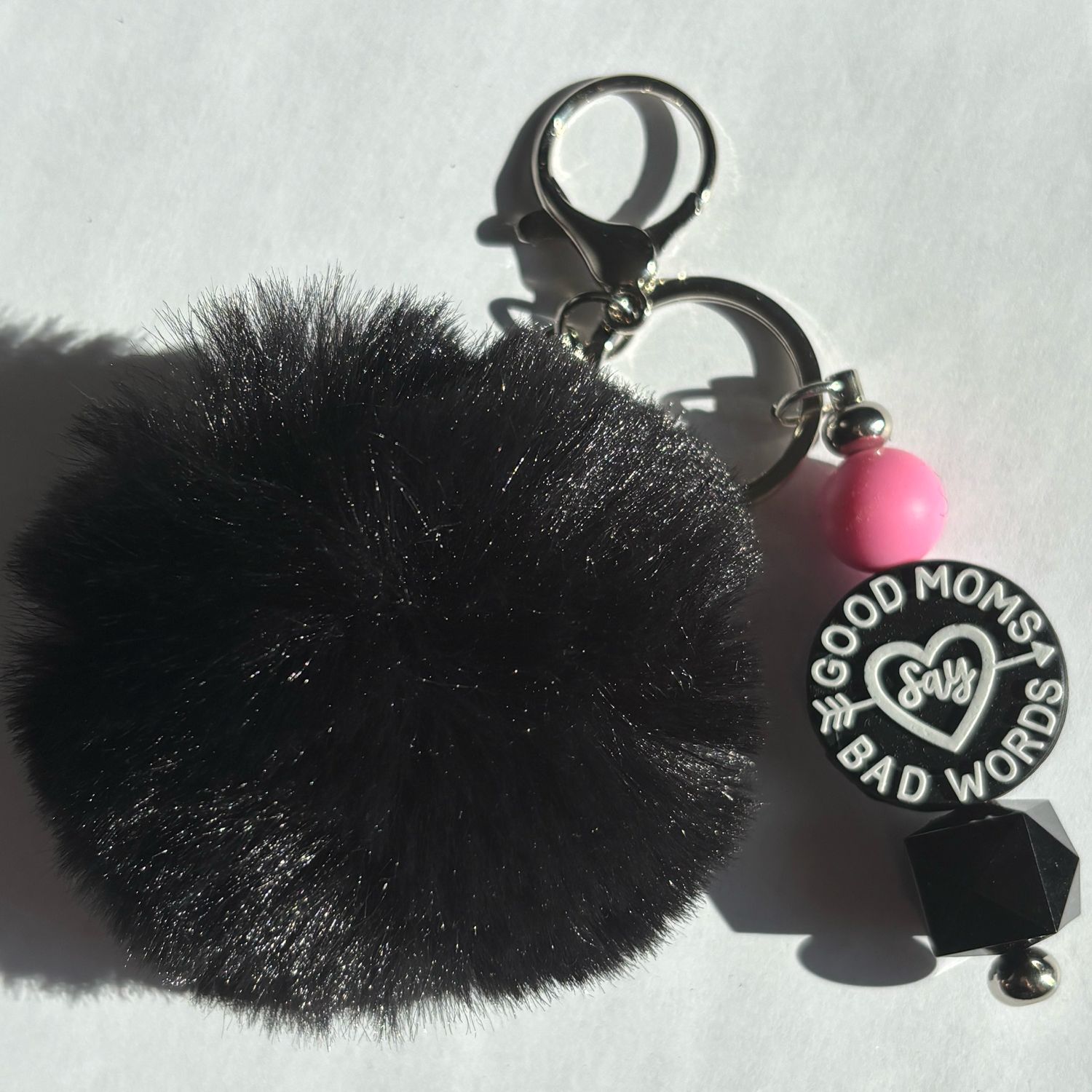 🩷Good Moms Say Bad Words Key Chain (Black Pom Pom)