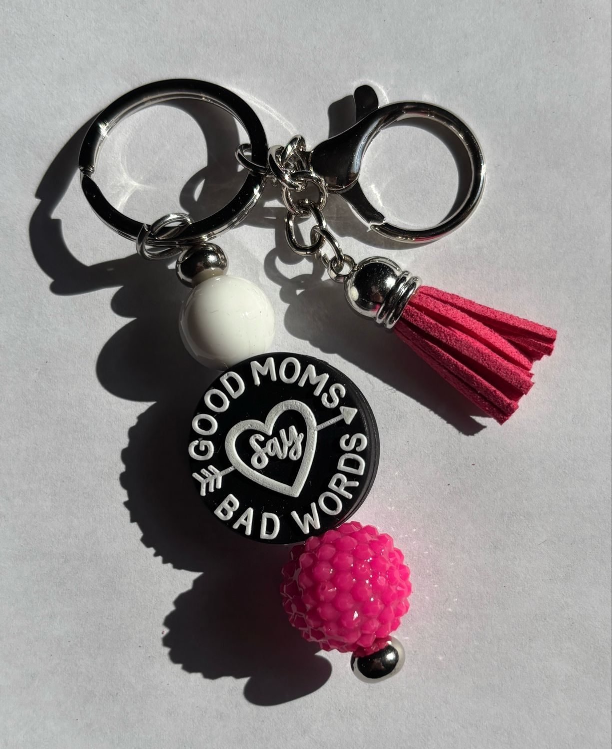 🩷 Good Moms Say Bad Words Key Chain (Pink Tassel)