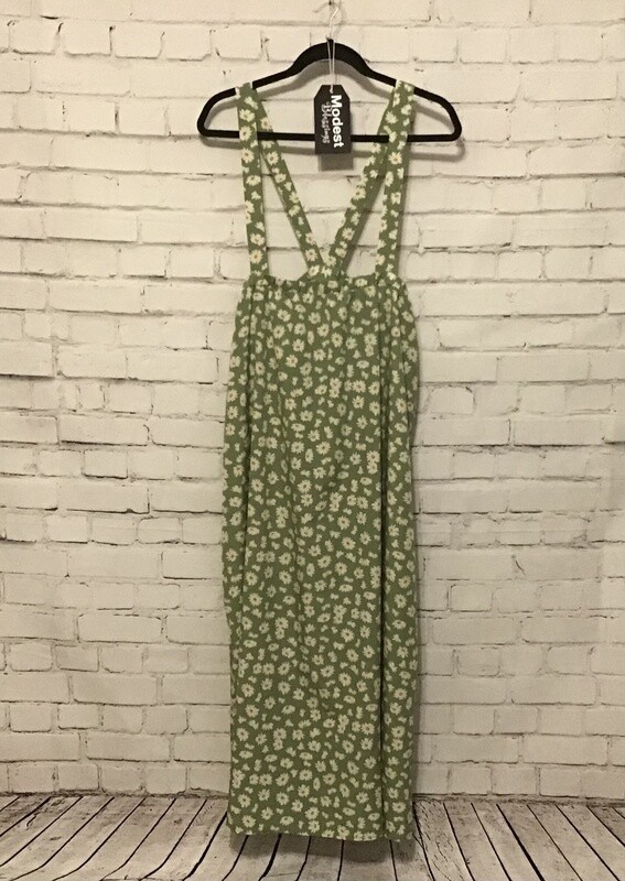 SHEIN - Green Floral Jumper Dress