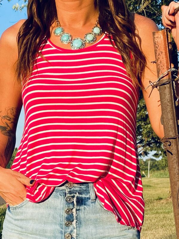 Fuchsia Stripe Racer Back 