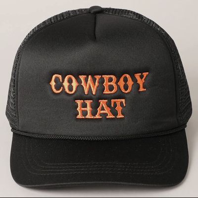 Cowboy Hat Trucker Cap -Black