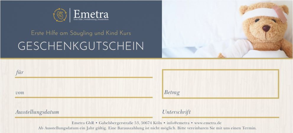 Gutschein Erste Hilfe am Säugling und Kind