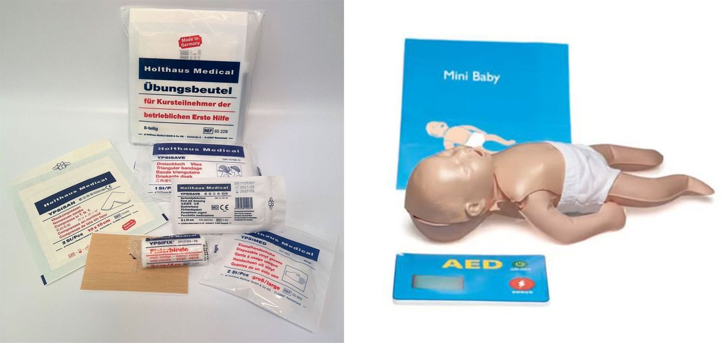 2er-Bundle Übungspuppe Baby + Verbandmaterial
