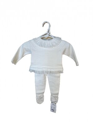 Baby's Ivory Knitted Babygrow Set