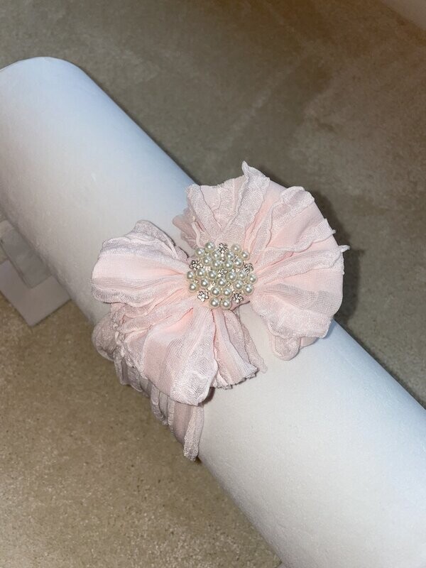 Sweet Pink Headband with Pearls & Rhinestones
