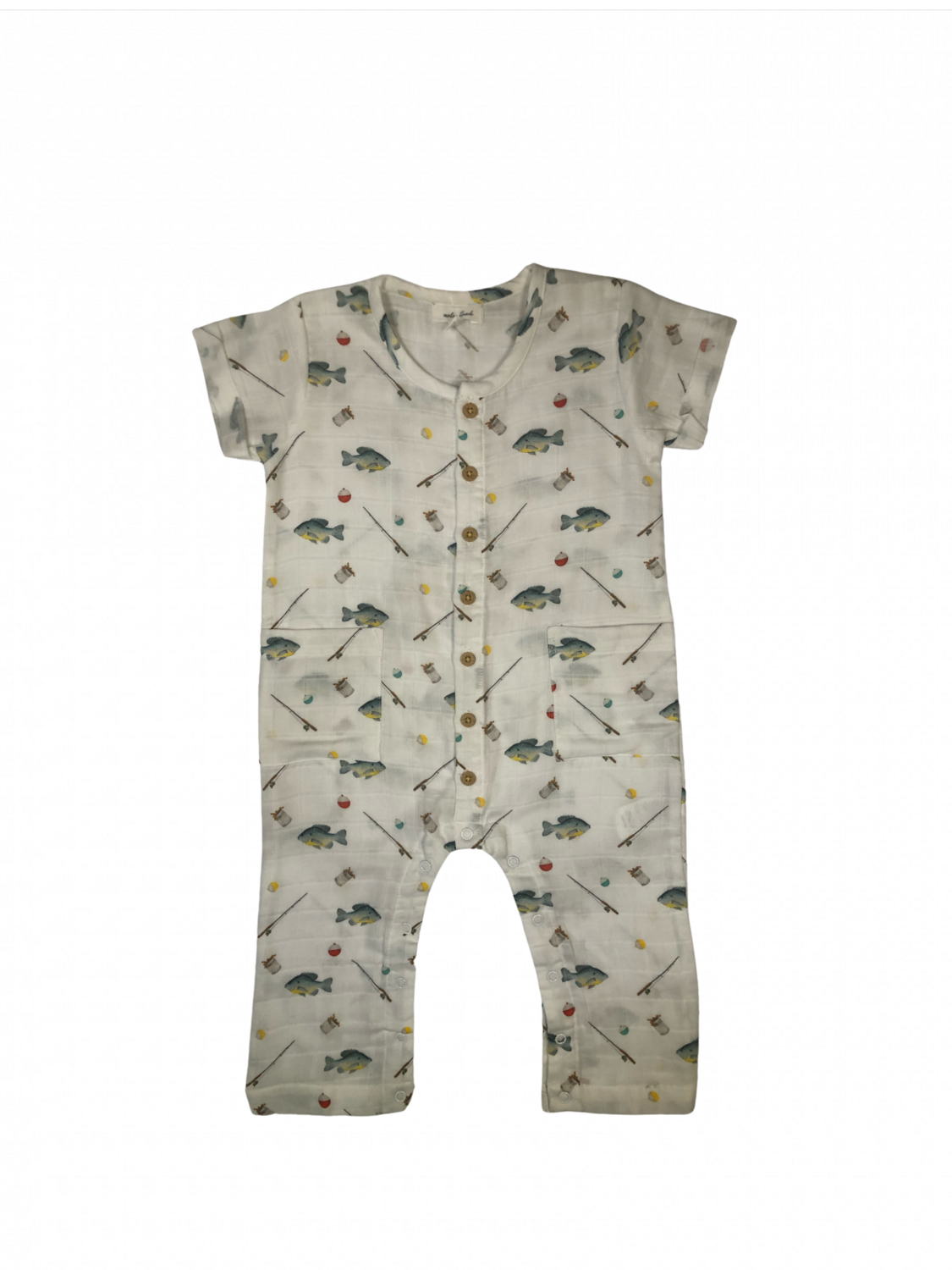 CATCH YOU LATER ORGANIC MUSLIN ROMPER WITH POCKETS