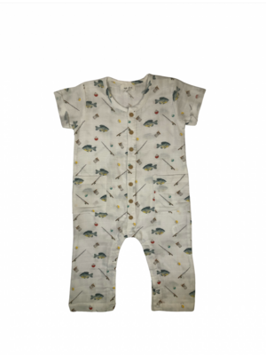 CATCH YOU LATER ORGANIC MUSLIN ROMPER WITH POCKETS