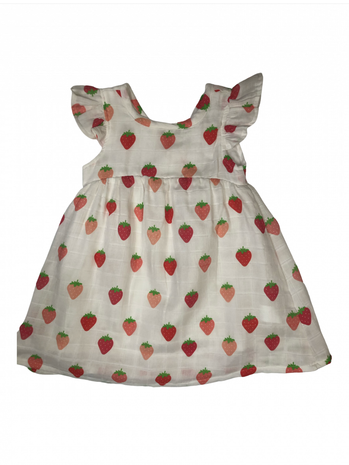 BERRY NICE STRAWBERRY ORGANIC MUSLIN DRESS