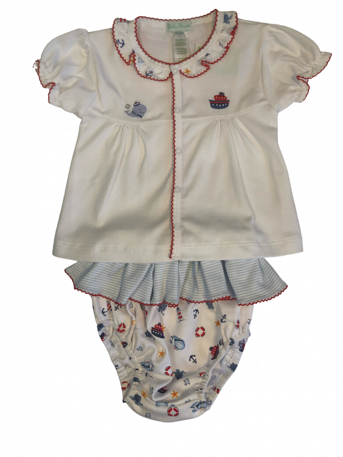Girl's Nautical Shirt & Diaper Cover