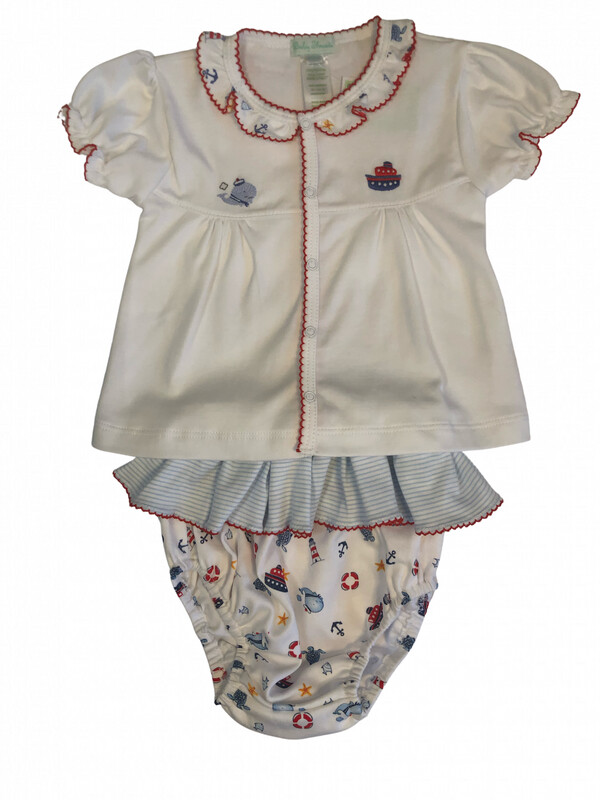Girl's Nautical Shirt & Diaper Cover