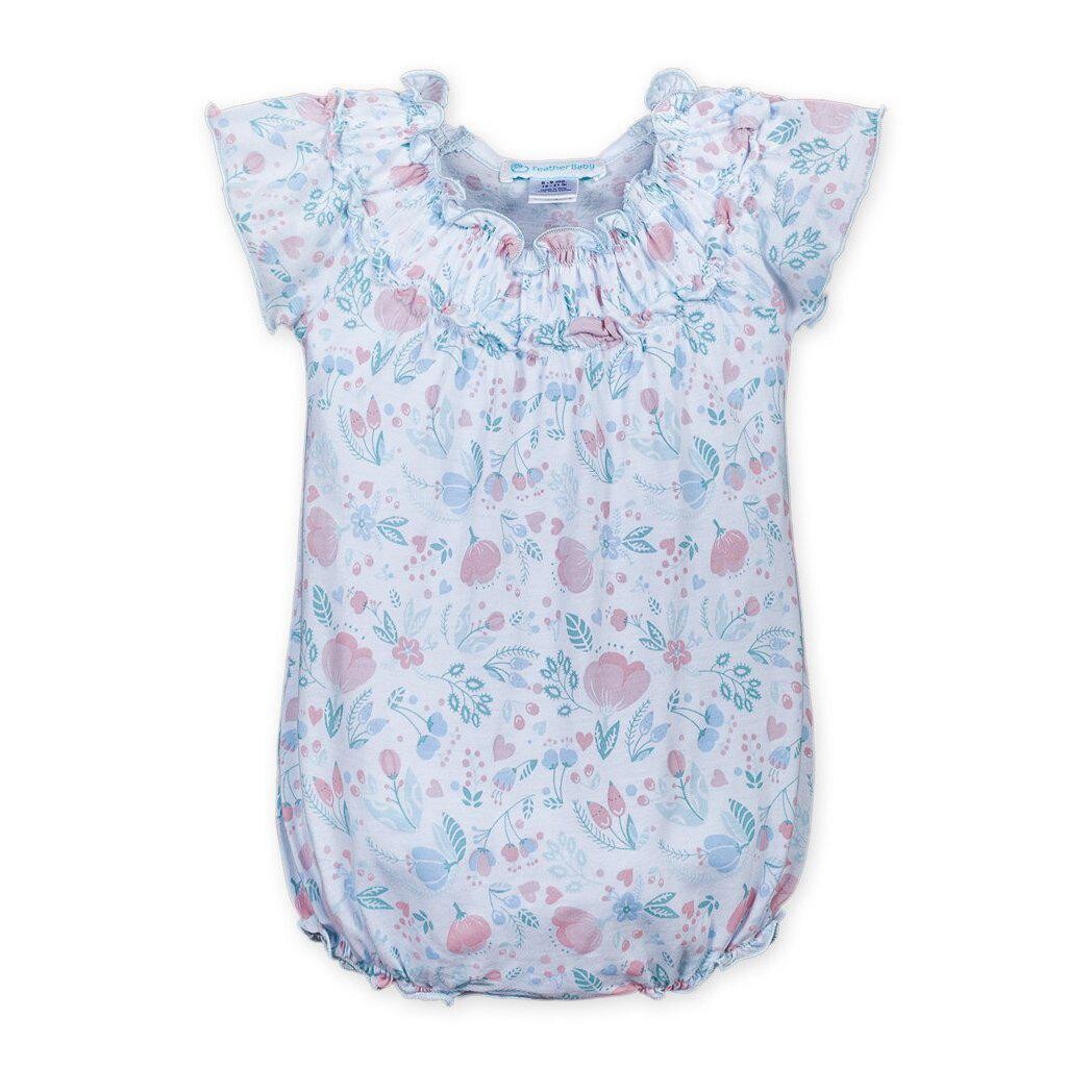 Ruched Bubble -  Caroline Floral on Baby Blue